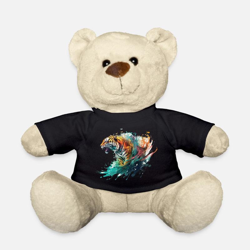 Tiger Splash Grunge Bunt Tier Raubtier Kunst - Teddy - Schwarz