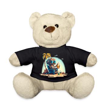 Robot sur un transat sous un palmier - Nounours - noir - Devant