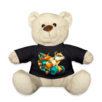 3D Hörnchen mit Rädern Pixelart im Polygon Look - Teddy - Schwarz - Vorne