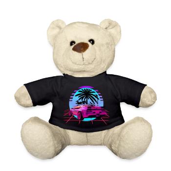 Retro Wave Sport Car Vaporwave Sunset - Teddy Bear - black - Front