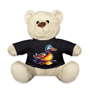 Small duck in 8 bit retro pixel graphics - Teddy Bear - black - Front