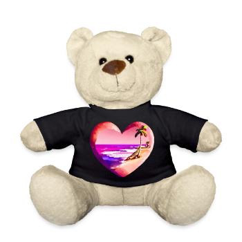 beach palm tree sun summer vacation island palm trees - Teddy Bear - black - Front