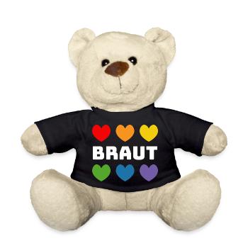 Regenbogenherzchen Braut weiss - Teddy - Schwarz - Vorne