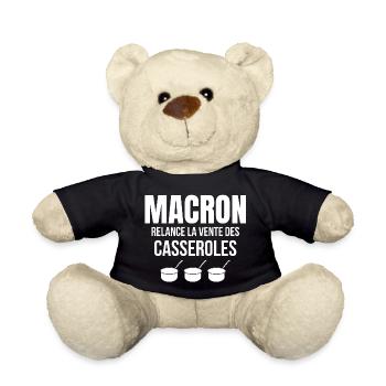 retraite, réforme des retraites, Macron - Nounours - noir - Devant