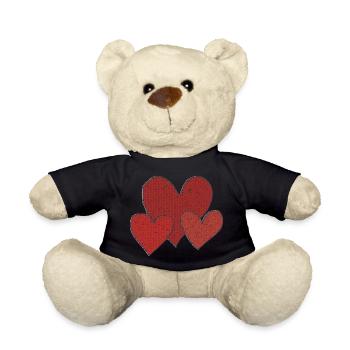 Three Hearts - Teddy Bear - black - Front
