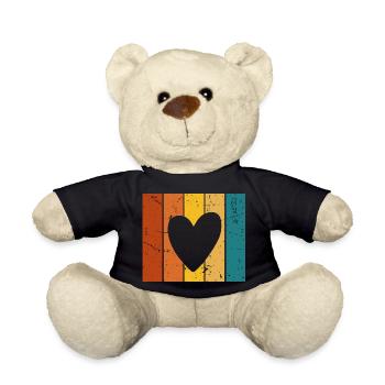 Coeur cadeau Vintage - Nounours - noir - Devant