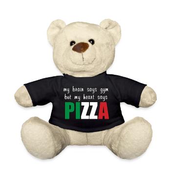 My heart says Pizza - Teddy Bear - black - Front