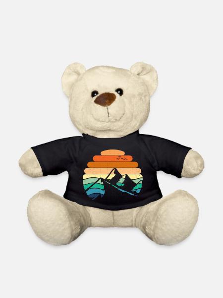 Mountain Landscape Sunset - Teddy Bear - black