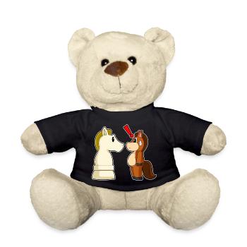 Pferd Schachfigur Springer Schach - Teddy - Schwarz - Vorne