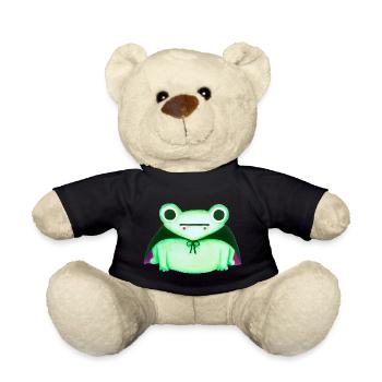 Cute Halloween Vampire Frog Watercolor Painting - Teddy Bear - black - Front