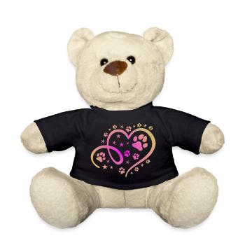 Herz mit Pfötchen und Sternen - Teddy - Schwarz - Vorne