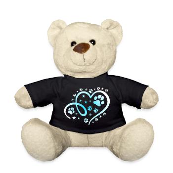 Herz mit Pfötchen und Sternen - Teddy - Schwarz - Vorne