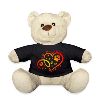 Herz mit Pfötchen und Sternen - Teddy - Schwarz - Vorne