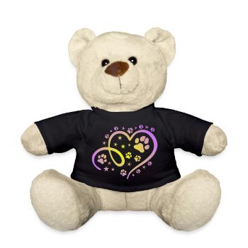 Herz mit Pfötchen und Sternen - Teddy - Schwarz - Vorne