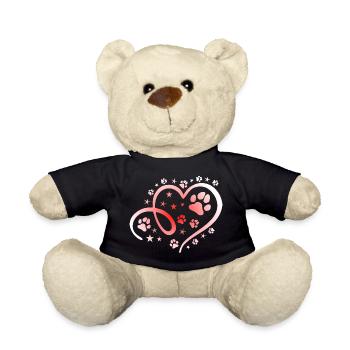Herz mit Pfötchen und Sternen - Teddy - Schwarz - Vorne