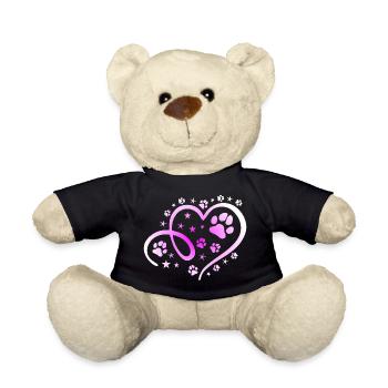Herz mit Pfötchen und Sternen - Teddy - Schwarz - Vorne