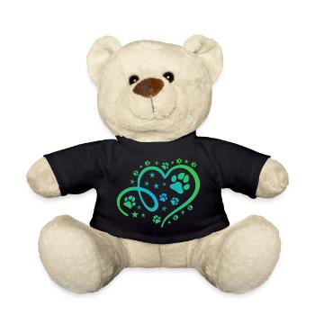 Herz mit Pfötchen und Sternen - Teddy - Schwarz - Vorne