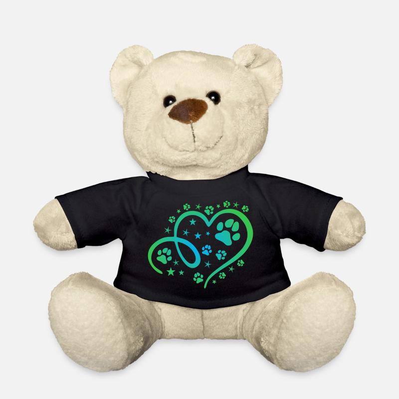 Herz mit Pfötchen und Sternen - Teddy - Schwarz