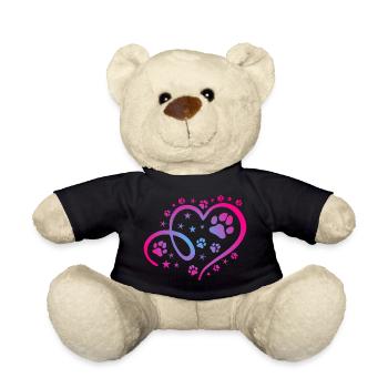 Herz mit Pfötchen und Sternen - Teddy - Schwarz - Vorne