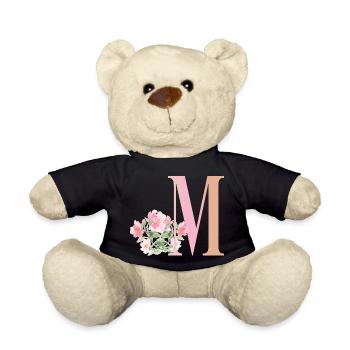 Buchstabe M mit Blumen - Teddy - Schwarz - Vorne