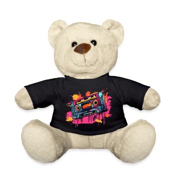 Cassette Design 80s & 90s Music Motif - Teddy Bear - black - Front