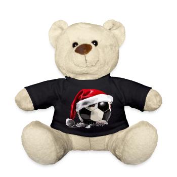 Soccer Christmas Santa Hat Ball - Teddy Bear - black - Front