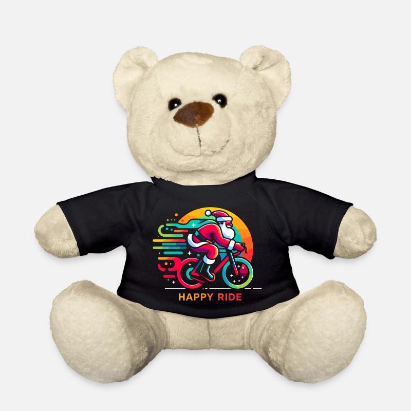 Lebendiger Weihnachtsmann Radfahren Illustration - Teddy - Schwarz