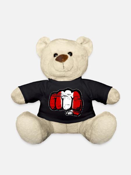Pérou drapeau poing à la main utilisé - Nounours - noir