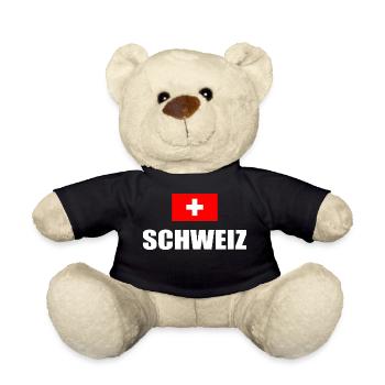 Schweiz Flagge Schweizerdeutsch Urlaub Geschenk - Teddy - Schwarz - Vorne