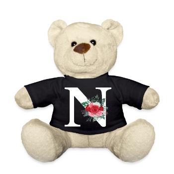 Roter Blumenbuchstabe N - Teddy - Schwarz - Vorne