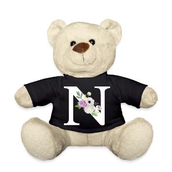 Lila Blumenbuchstabe n - Teddy - Schwarz - Vorne
