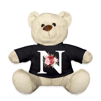 Roter Blumenbuchstabe N - Teddy - Schwarz - Vorne
