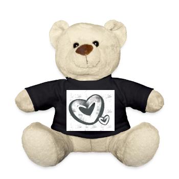 Two Hearts Connected in Love Friendship White - Teddy Bear - black - Front