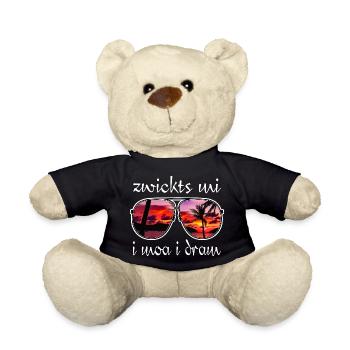 zwickts mi i moa i dram, holiday feeling, dialect - Teddy Bear - black - Front