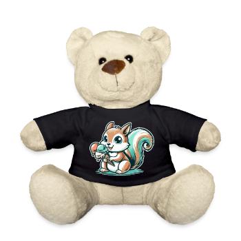 Niedliches Cartoon-Eichhörnchen mit Eiscreme - Teddy - Schwarz - Vorne