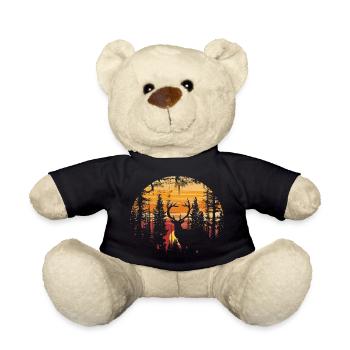 Hirsch Wald Reh Natur Sunset - Teddy - Schwarz - Vorne