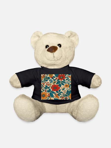 motif floral aux couleurs des années 80 - Nounours - noir