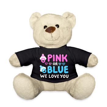 Gender Reveal Party Pink oder Blau - Teddy - Schwarz - Vorne