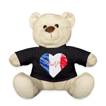 French flag - blue, white, red - Teddy Bear - black - Front