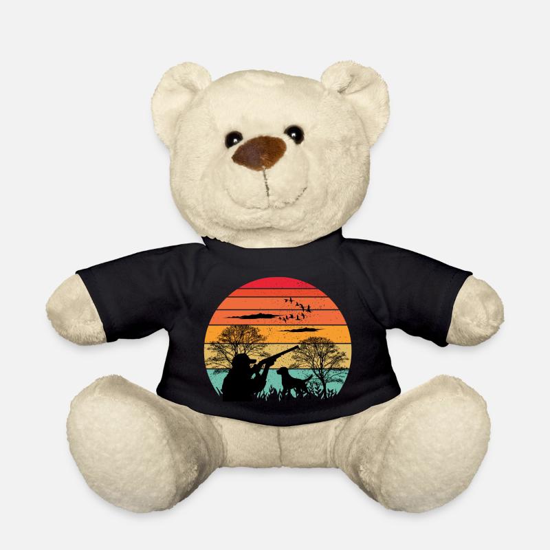 Hunt Ready - Vêtements de chasse au design rétro - Nounours - noir