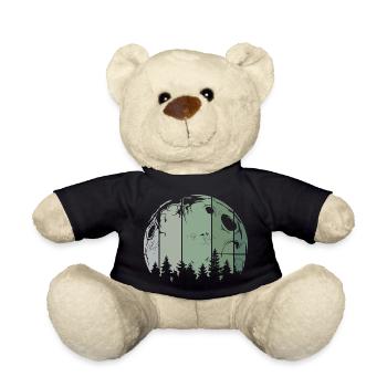 Moon forest tree retro vintage icon logo - Teddy Bear - black - Front