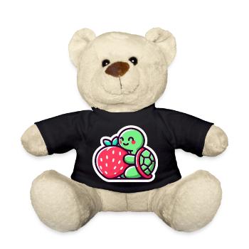 Tortue mignonne étreint une fraise sucrée - Nounours - noir - Devant