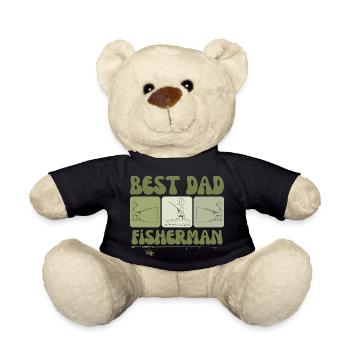 Best Dad Fisherman – Earthy Stickman Fishing - Teddy Bear - black - Front