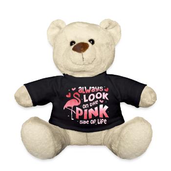 Always Look On The Pink Side Of Life Pink Bird Fla - Teddy Bear - black - Front