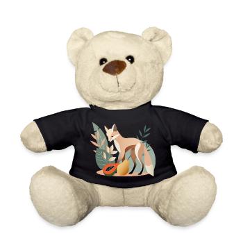 Elegant fox with tropical fruits - Teddy Bear - black - Front