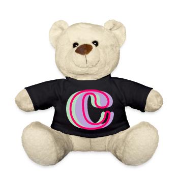 Letter c multicoloured - original gift idea - Teddy Bear - black - Front