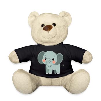 Éléphant mignon et heureux - Adorable dessin animé - Nounours - noir - Devant