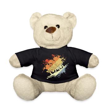 Mountain Biking Sketch Retro - Teddy Bear - black - Front