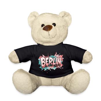 Ville de Berlin, Allemagne, Police de graffiti colorée - Nounours - noir - Devant