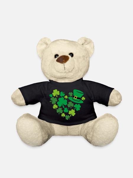 Herzförmiges Kleeblatt zum St. Patrick Tag - Teddy - Schwarz
